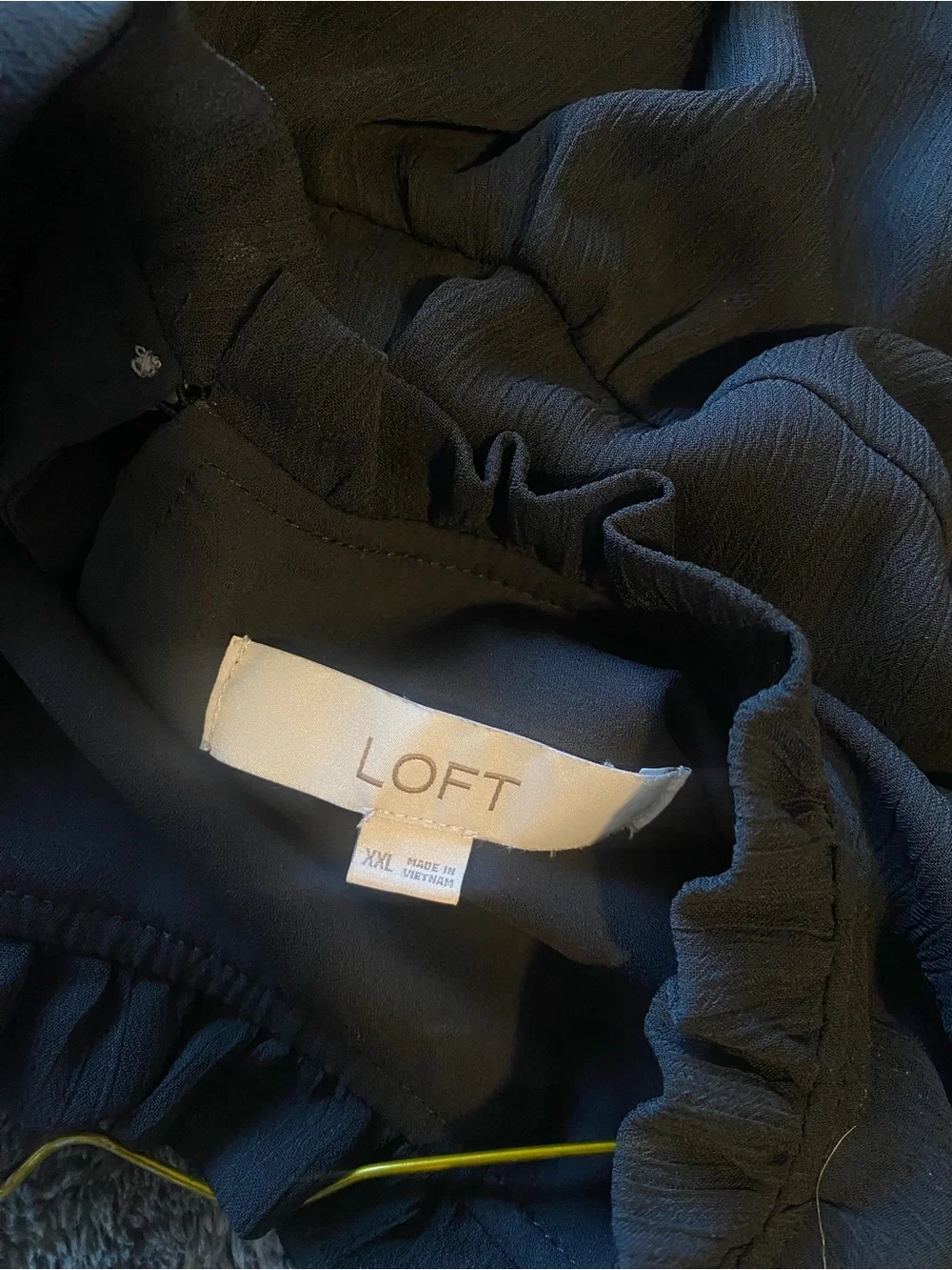 LOFT Black Ruffled Collar Puff Sleeve Blouse